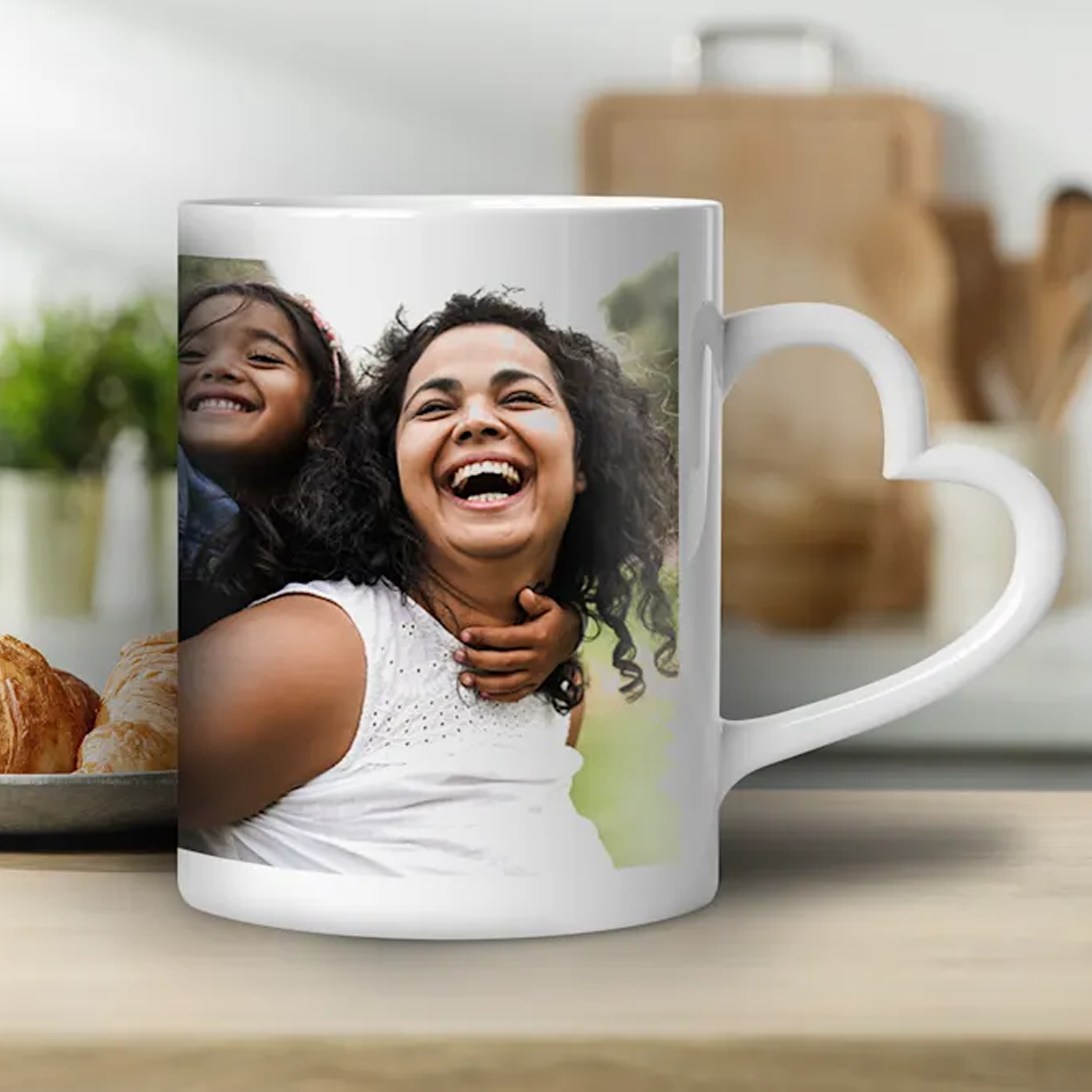 Personalised Heart Handle Printed Mugs